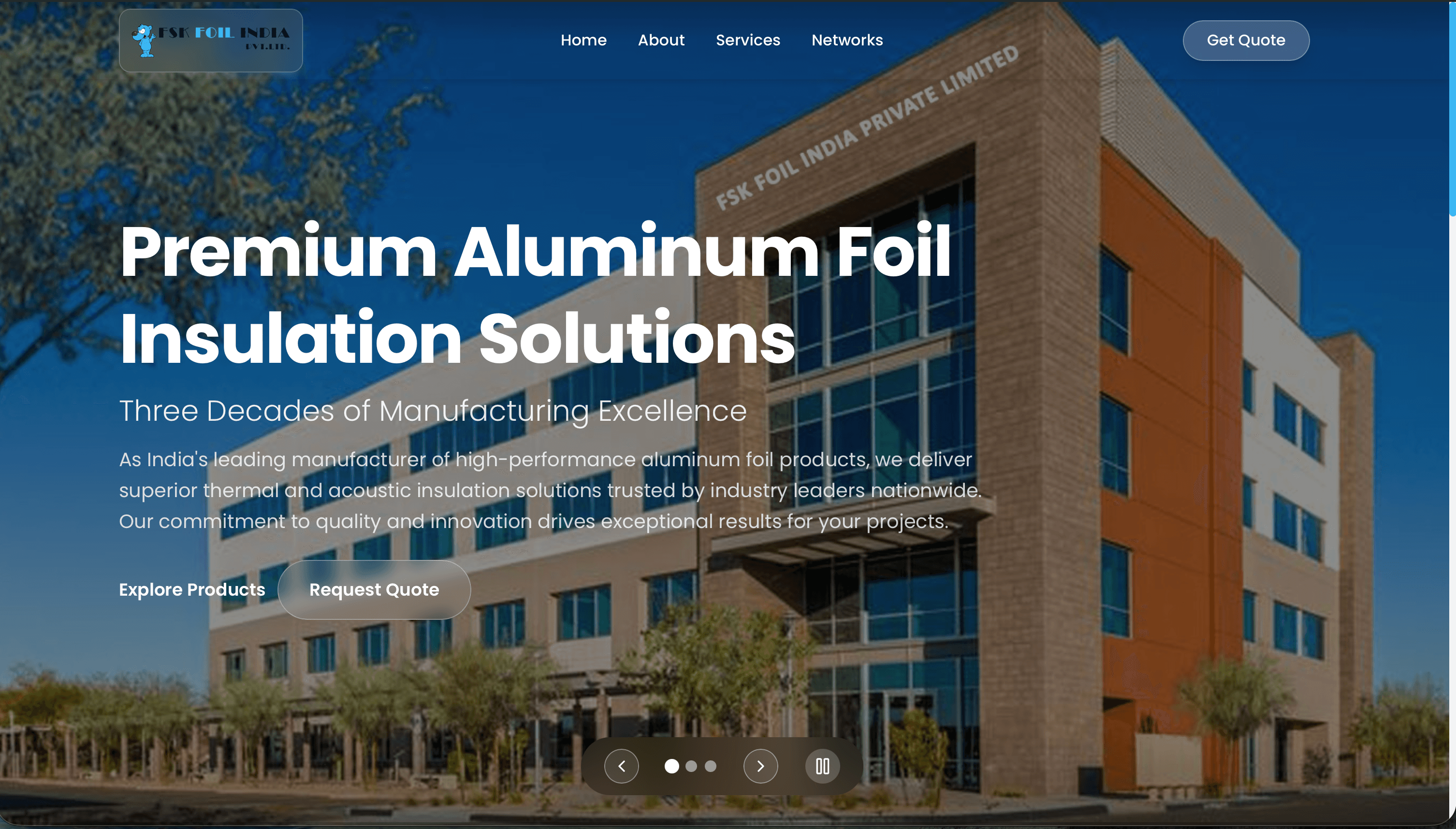 FSK Foil Products Website — Industrial Solutions project by North Code Labs